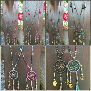 stone beads dream catcher pendant necklaces handmade free shipping 50 pieces